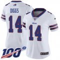 Wholesale Cheap Nike Bills #14 Stefon Diggs White Women's Stitched NFL 100th Season Vapor Untouchable Limited Jersey