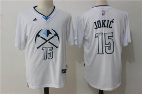 Wholesale Cheap Men\'s Denver Nuggets #15 Nikola Jokic White Short-Sleeved Stitched NBA adidas Revolution 30 Swingman Jersey