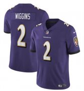 Cheap Men's Baltimore Ravens #2 Nate Wiggins Purple 2024 Draft Vapor Limited Football Jersey