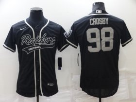 Wholesale Cheap Men\'s Las Vegas Raiders #98 Maxx Crosby Black Stitched MLB Flex Base Nike Baseball Jersey