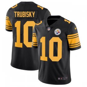 Wholesale Cheap Men\'s Pittsburgh Steelers #10 Mitchell Trubisky Black Color Rush Limited Stitched Jersey