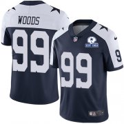 Wholesale Cheap Nike Cowboys #99 Antwaun Woods Navy Blue Thanksgiving Men's Stitched With Established In 1960 Patch NFL Vapor Untouchable Limited Throwback Jersey