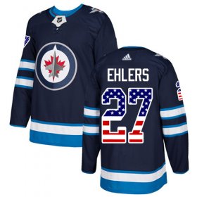Wholesale Cheap Adidas Jets #27 Nikolaj Ehlers Navy Blue Home Authentic USA Flag Stitched NHL Jersey