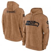 Wholesale Cheap Men's Seattle Seahawks 2023 Brown Salute to Service Pullover Hoodie