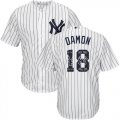 Wholesale Cheap Yankees #18 Johnny Damon White Strip Team Logo Fashion Stitched MLB Jersey