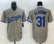 Cheap Men's Los Angeles Dodgers #31 Tyler Glasnow Gray Alternate Team Logo Cool Base Jerseys