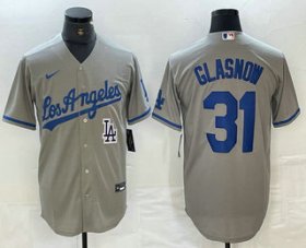 Cheap Men\'s Los Angeles Dodgers #31 Tyler Glasnow Gray Alternate Team Logo Cool Base Jerseys