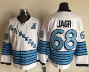 Wholesale Cheap Penguins #68 Jaromir Jagr White/Light Blue CCM Throwback Stitched NHL Jersey