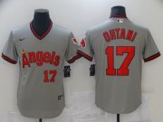 Wholesale Cheap Men Los Angeles Angels 17 Ohtani Grey Game Throwback 2021 Nike MLB Jersey