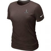 Wholesale Cheap Women's Nike Seattle Seahawks Super Bowl XLVIII Champions Trophy Collection Locker Room T-Shirt Brown