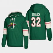 Wholesale Cheap Minnesota Wild #32 Alex Stalock Green adidas Lace-Up Pullover Hoodie