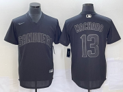 Wholesale Cheap Men's San Diego Padres #13 Manny Machado Black Pullover Turn Back The Clock Stitched Cool Base Jersey