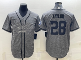 Wholesale Cheap Men's Indianapolis Colts #28 Jonathan Taylor Grey Gridiron With Patch Cool Base Stitched Baseball Jersey