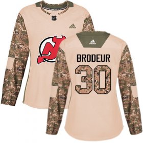 Wholesale Cheap Adidas Devils #30 Martin Brodeur Camo Authentic 2017 Veterans Day Women\'s Stitched NHL Jersey