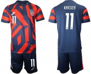 Wholesale Cheap Men 2020-2021 National team United States away 11 blue Nike Soccer Jersey