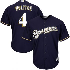Wholesale Cheap Brewers #4 Paul Molitor Navy blue Cool Base Stitched Youth MLB Jersey