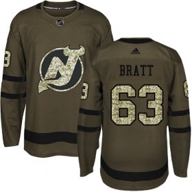 Wholesale Cheap Adidas Devils #63 Jesper Bratt Green Salute to Service Stitched Youth NHL Jersey