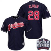 Wholesale Cheap Indians #28 Corey Kluber Navy Blue Alternate 2016 World Series Bound Stitched Youth MLB Jersey