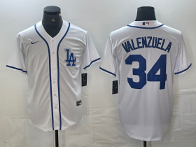 Cheap Men\'s Los Angeles Dodgers #34 Toro Valenzuela White Cool Base Stitched Baseball Jersey