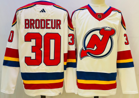 Cheap Men\'s New Jersey Devils #30 Martin Brodeur White 2022 Reverse Retro Authentic Jersey