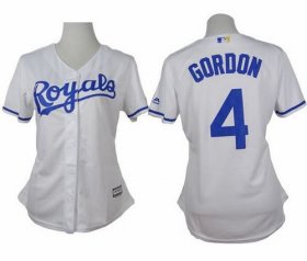Wholesale Cheap Royals #4 Alex Gordon White Home Women\'s Stitched MLB Jersey