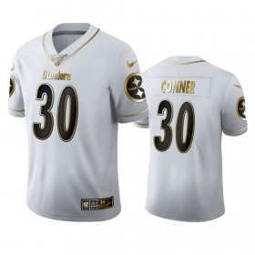 Wholesale Cheap Pittsburgh Steelers #30 James Conner Men\'s Nike White Golden Edition Vapor Limited NFL 100 Jersey