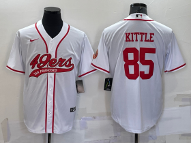 Wholesale Cheap Men\'s San Francisco 49ers #85 George Kittle White With Patch Cool Base Stitched Baseball Jersey