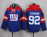 Wholesale Cheap Nike Giants #92 Michael Strahan Royal Blue Player Pullover NFL Hoodie