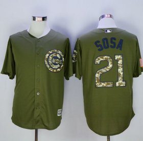 Wholesale Cheap Cubs #21 Sammy Sosa Green Camo New Cool Base Stitched MLB Jersey