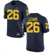 Wholesale Cheap Men's Michigan Wolverines #26 Jourdan Lewis Navy Blue Stitched College Football Brand Jordan NCAA Jersey