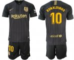 Wholesale Cheap Barcelona #10 Ronaldinho Black Soccer Club Jersey