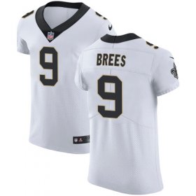 Wholesale Cheap Nike Saints #9 Drew Brees White Men\'s Stitched NFL Vapor Untouchable Elite Jersey