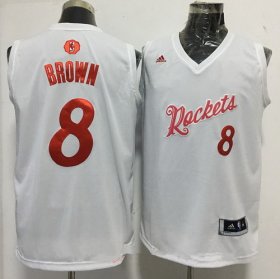 Wholesale Cheap Men\'s Houston Rockets #8 Bobby Brown adidas White 2016 Christmas Day Stitched NBA Swingman Jersey