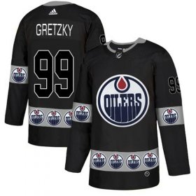 Wholesale Cheap Adidas Oilers #99 Wayne Gretzky Black Authentic Team Logo Fashion Stitched NHL Jersey