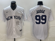 Cheap Men's New York Yankees #99 Aaron Judge White 2024 Cool Base Stitched Jersey