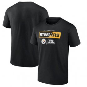Wholesale Cheap Men\'s Pittsburgh Steelers Black x Bud Light T-Shirt