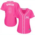 Wholesale Cheap Marlins #9 Lewis Brinson Pink Fashion Women's Stitched MLB Jersey