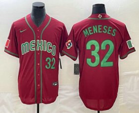 Cheap Men\'s Mexico Baseball #32 Joey Meneses Number 2023 Red World Classic Stitched Jersey