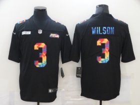 Wholesale Cheap Men\'s Seattle Seahawks #3 Russell Wilson Multi-Color Black 2020 NFL Crucial Catch Vapor Untouchable Nike Limited Jersey