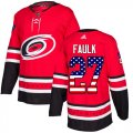Wholesale Cheap Adidas Hurricanes #27 Justin Faulk Red Home Authentic USA Flag Stitched Youth NHL Jersey