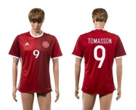 Wholesale Cheap Danmark #9 Tomasson Red Home Soccer Country Jersey