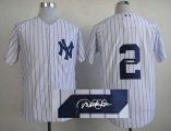 Wholesale Cheap Yankees #2 Derek Jeter White Autographed Stitched MLB Jersey