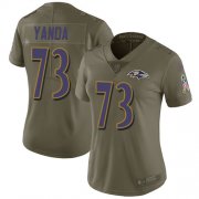 Wholesale Cheap Nike Ravens #73 Marshal Yanda Olive Women's Stitched NFL Limited 2017 Salute to Service Jersey