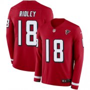 Wholesale Cheap Nike Falcons #18 Calvin Ridley Red Team Color Men's Stitched NFL Limited Therma Long Sleeve Jersey