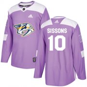 Wholesale Cheap Adidas Predators #10 Colton Sissons Purple Authentic Fights Cancer Stitched NHL Jersey