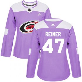Wholesale Cheap Adidas Hurricanes #47 James Reimer Purple Authentic Fights Cancer Women\'s Stitched NHL Jersey
