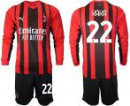 Wholesale Cheap Men 2021-2022 Club Ac Milan home red Long Sleeve 22 Soccer Jersey