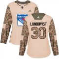 Wholesale Cheap Adidas Rangers #30 Henrik Lundqvist Camo Authentic 2017 Veterans Day Women's Stitched NHL Jersey