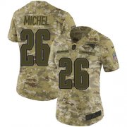 Wholesale Cheap Nike Patriots #26 Sony Michel Camo Women's Stitched NFL Limited 2018 Salute to Service Jersey