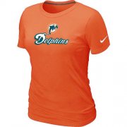 Wholesale Cheap Women's Nike Miami Dolphins Authentic Logo T-Shirt Orange